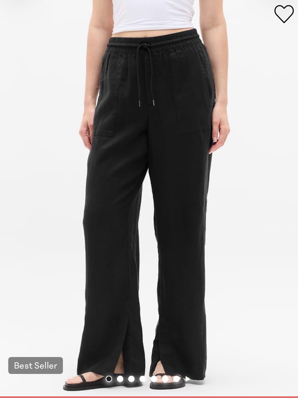 Athleta Retreat Linen Wide Leg Pant - Black - Large Tall